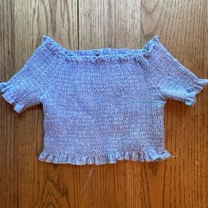 Blue off the shoulder crop top
